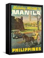 Manila Philippines - Mabuhay (Welcome), Vintage Travel Poster, 1950s-Pacifica Island Art-Framed Stretched Canvas