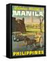 Manila Philippines - Mabuhay (Welcome), Vintage Travel Poster, 1950s-Pacifica Island Art-Framed Stretched Canvas
