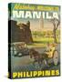 Manila Philippines - Mabuhay (Welcome), Vintage Travel Poster, 1950s-Pacifica Island Art-Stretched Canvas