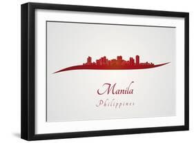Manila Skyline in Red-paulrommer-Framed Art Print