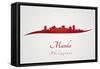 Manila Skyline in Red-paulrommer-Framed Stretched Canvas