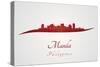 Manila Skyline in Red-paulrommer-Stretched Canvas