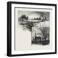 Manitoba: a Half-Breed Farm (Top), Kildonan Church (Bottom), Canada, Nineteenth Century-null-Framed Giclee Print