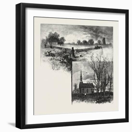 Manitoba: a Half-Breed Farm (Top), Kildonan Church (Bottom), Canada, Nineteenth Century-null-Framed Giclee Print