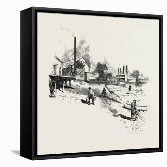 Manitoba, Steamboat Landing, Canada, Nineteenth Century-null-Framed Stretched Canvas