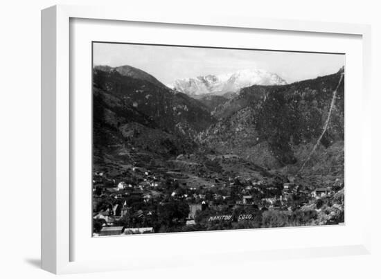 Manitou Springs, Colorado - Panoramic View of Town-Lantern Press-Framed Art Print