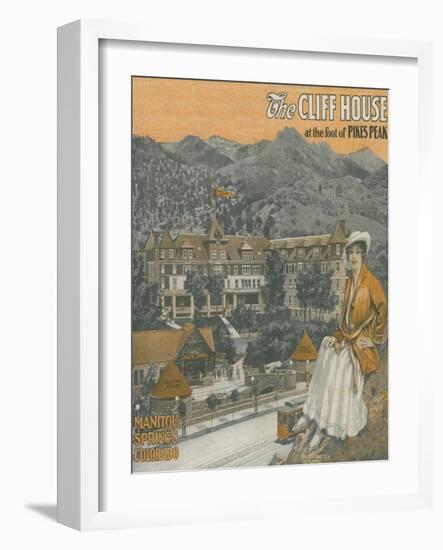 Manitou Springs, Colorado - The Cliff House & Pikes Peak-Lantern Press-Framed Art Print