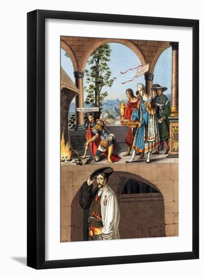 Manius Curius Dentatus Refuses the Presents of the Samnites, 1817-Hieronymus Hess-Framed Giclee Print