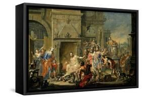 Manius Curius Dentatus Refusing the Bribes of the Samnites-Johann Georg Platzer-Framed Stretched Canvas