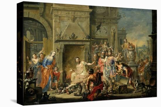 Manius Curius Dentatus Refusing the Bribes of the Samnites-Johann Georg Platzer-Stretched Canvas