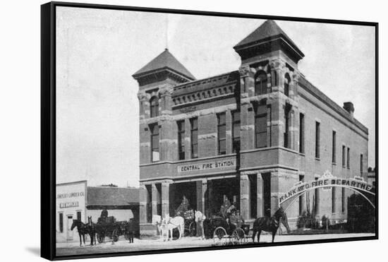 Mankato, Minnesota - Exterior View of Central Fire Station-Lantern Press-Framed Stretched Canvas