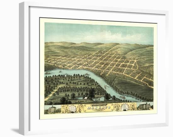 Mankato, Minnesota - Panoramic Map-Lantern Press-Framed Art Print