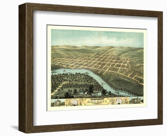 Mankato, Minnesota - Panoramic Map-Lantern Press-Framed Art Print