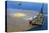 Manned Rig in Oil Spilled Waters-null-Stretched Canvas