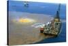 Manned Rig in Oil Spilled Waters-null-Stretched Canvas
