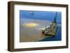 Manned Rig in Oil Spilled Waters-null-Framed Premium Photographic Print