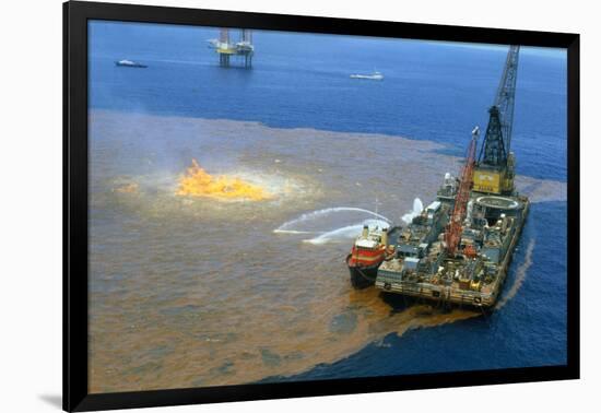 Manned Rig in Oil Spilled Waters-null-Framed Photographic Print