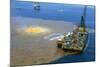 Manned Rig in Oil Spilled Waters-null-Mounted Photographic Print