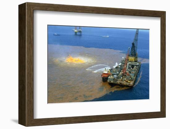 Manned Rig in Oil Spilled Waters-null-Framed Photographic Print