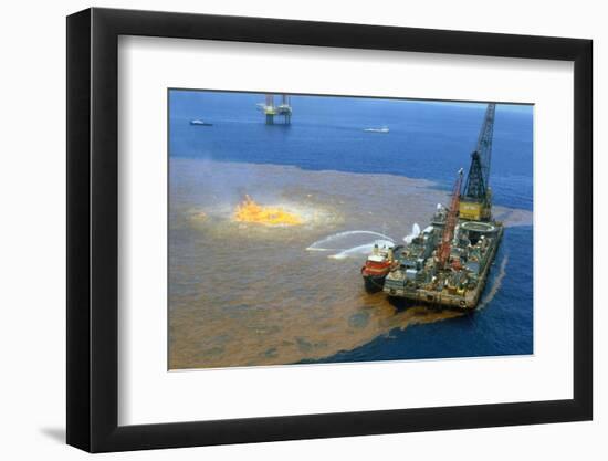 Manned Rig in Oil Spilled Waters-null-Framed Photographic Print