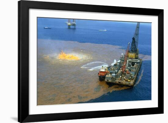 Manned Rig in Oil Spilled Waters-null-Framed Photographic Print