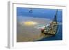 Manned Rig in Oil Spilled Waters-null-Framed Photographic Print