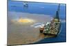 Manned Rig in Oil Spilled Waters-null-Mounted Photographic Print