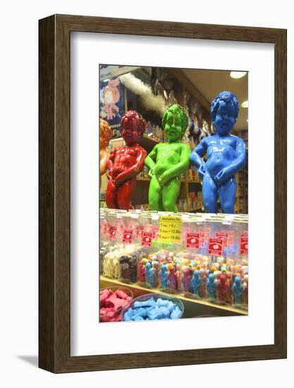 Manneken Pis Display in a Sweet Shop, Brussels, Belgium, Europe-Neil Farrin-Framed Photographic Print