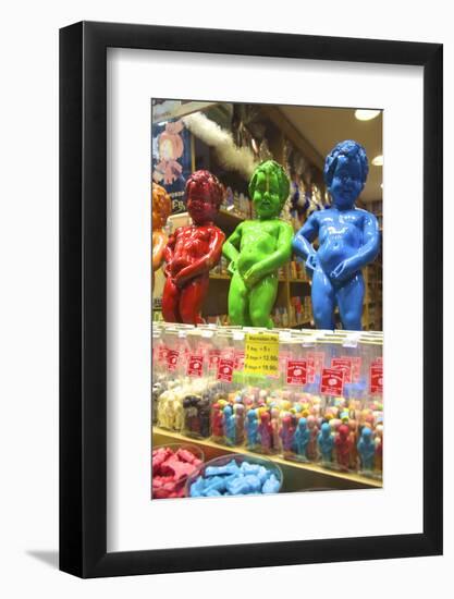 Manneken Pis Display in a Sweet Shop, Brussels, Belgium, Europe-Neil Farrin-Framed Photographic Print