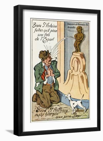 Manneken Pis Postcard Album - Drunkard Praying for Beer-null-Framed Art Print