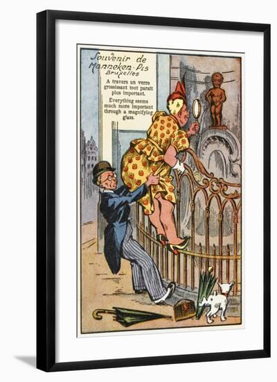 Manneken Pis Postcard Album - Through the Magnifying Glass-null-Framed Art Print