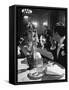 Mannequin Artist Lester Gabba Dining in Supper Club with Mannequin Cynthia-Alfred Eisenstaedt-Framed Stretched Canvas