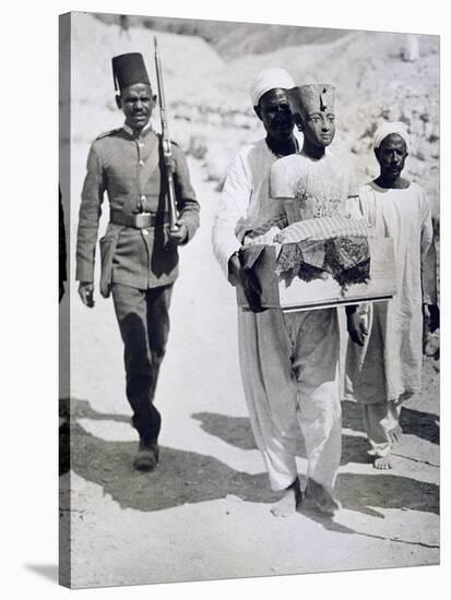 Mannequin or bust of Tutankhamun being carried from his tomb, Valley of the Kings, Egypt, 1922-Harry Burton-Stretched Canvas