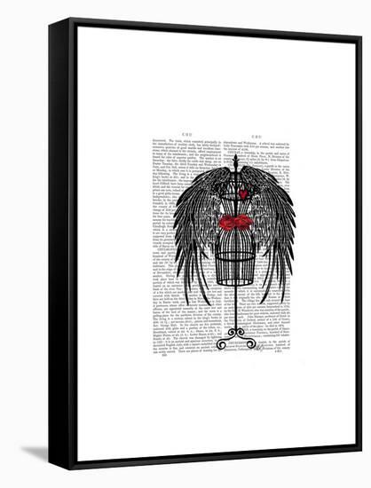 Mannequin with Black Wings-Fab Funky-Framed Stretched Canvas