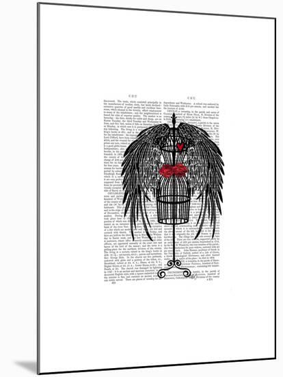 Mannequin with Black Wings-Fab Funky-Mounted Art Print