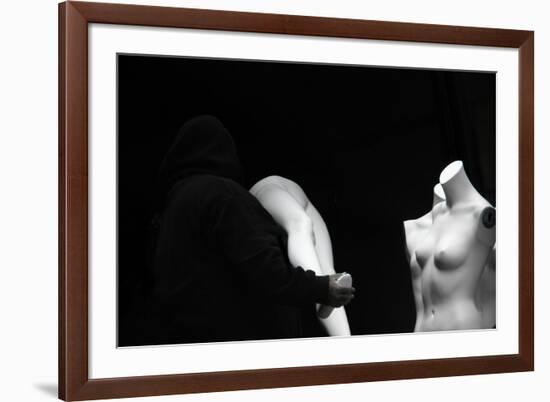 Mannequins Being Assembled in Black and White-null-Framed Photo