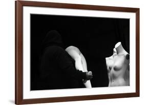 Mannequins Being Assembled in Black and White-null-Framed Photo