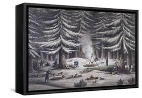 Manner of Making a Resting Place on a Winter's Night-Edward Finden-Framed Stretched Canvas