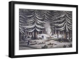 Manner of Making a Resting Place on a Winter's Night-Edward Finden-Framed Giclee Print