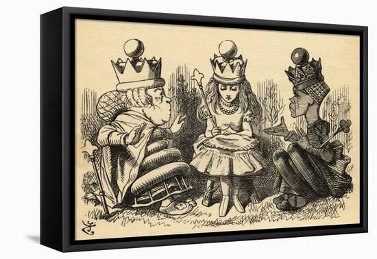 Manners and Lessons, Illustration from 'Through the Looking Glass' by Lewis Carroll (1832-98)…-John Tenniel-Framed Stretched Canvas