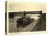 Mannheim,Blick Auf Rheinbrücke,Fluss,Dampfer Jackl Und Sacrapuer-null-Stretched Canvas