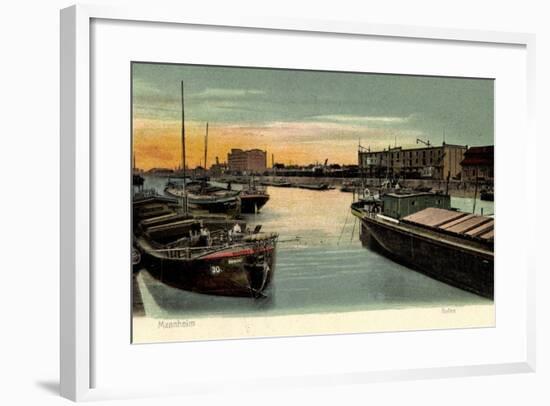 Mannheim, Frachtschiff Hoechst, Im Hafen, Mader-null-Framed Giclee Print