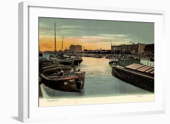 Mannheim, Frachtschiff Hoechst, Im Hafen, Mader-null-Framed Giclee Print