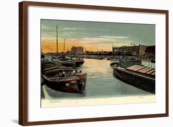 Mannheim, Frachtschiff Hoechst, Im Hafen, Mader-null-Framed Giclee Print