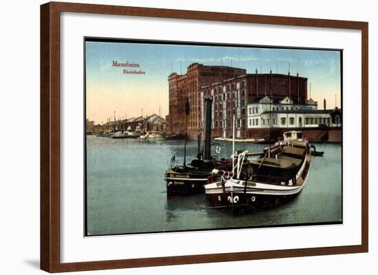 Mannheim in Baden, Partie Am Rheinhafen, Boot Hermann Mannheim, Lastkahn-null-Framed Giclee Print