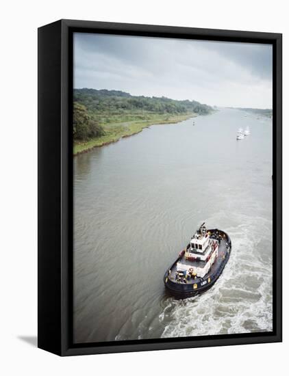 Manoeuvering Tugs, Panama Canal, Panama, Central America-Mark Chivers-Framed Stretched Canvas