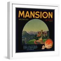 Mansion Brand - Piru, California - Citrus Crate Label-Lantern Press-Framed Art Print