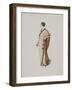 Manteau saumon bordé de fourrure à martingale basse-Madeleine Vionnet-Framed Giclee Print