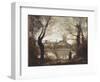 Mantes, Cathedral and City Seen through the Trees, Evening (Oil on Canvas, 1865)-Jean Baptiste Camille Corot-Framed Giclee Print