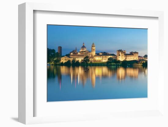 Mantova, Lombardy, Italy. Mincio's Banks with Historical Buildings at Sunset.-Marco Bottigelli-Framed Photographic Print